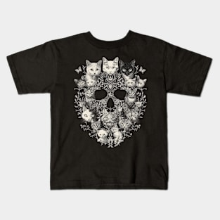 Cat Skull Art Kids T-Shirt